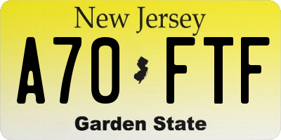 NJ license plate A70FTF