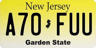 NJ license plate A70FUU