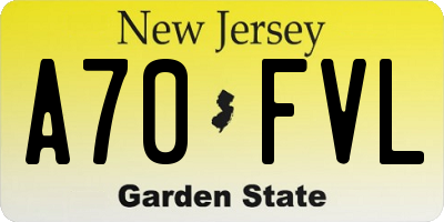 NJ license plate A70FVL