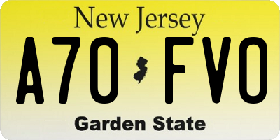 NJ license plate A70FVO