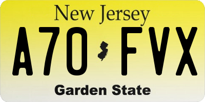 NJ license plate A70FVX