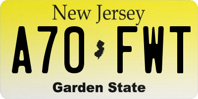 NJ license plate A70FWT