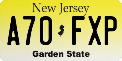 NJ license plate A70FXP