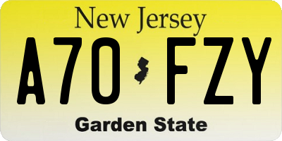 NJ license plate A70FZY