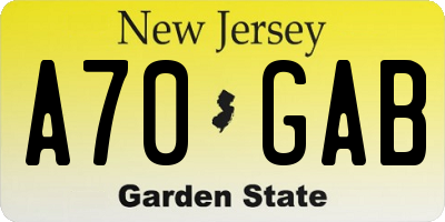 NJ license plate A70GAB