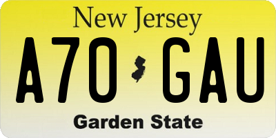 NJ license plate A70GAU
