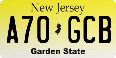 NJ license plate A70GCB