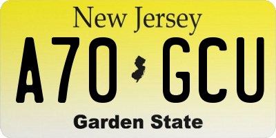 NJ license plate A70GCU