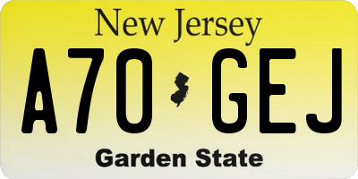NJ license plate A70GEJ