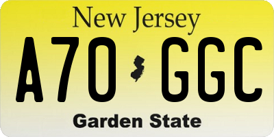 NJ license plate A70GGC