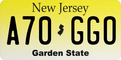 NJ license plate A70GGO