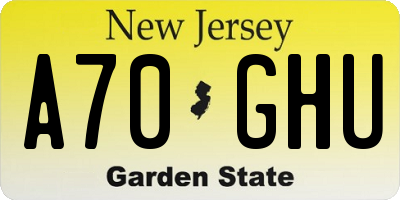 NJ license plate A70GHU