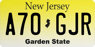 NJ license plate A70GJR