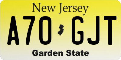 NJ license plate A70GJT