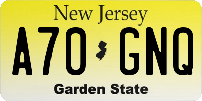 NJ license plate A70GNQ