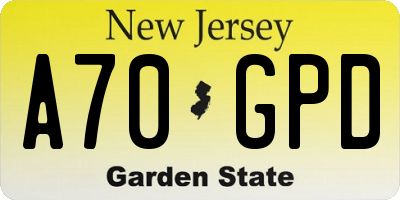 NJ license plate A70GPD