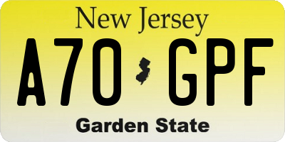 NJ license plate A70GPF