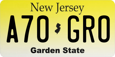 NJ license plate A70GRO