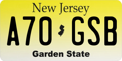 NJ license plate A70GSB