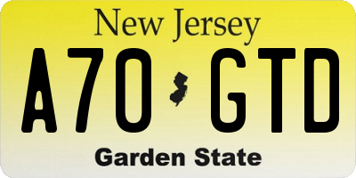 NJ license plate A70GTD