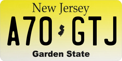 NJ license plate A70GTJ