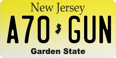 NJ license plate A70GUN
