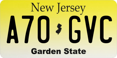 NJ license plate A70GVC