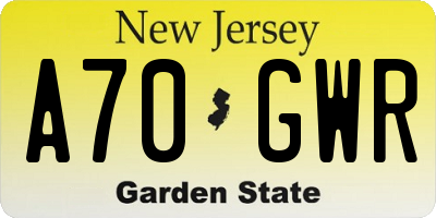 NJ license plate A70GWR