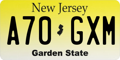 NJ license plate A70GXM