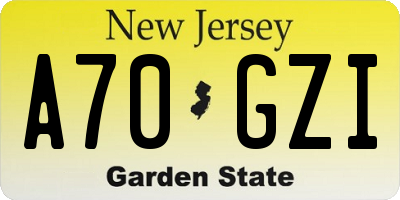 NJ license plate A70GZI