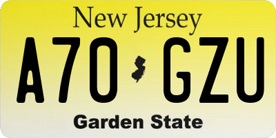 NJ license plate A70GZU