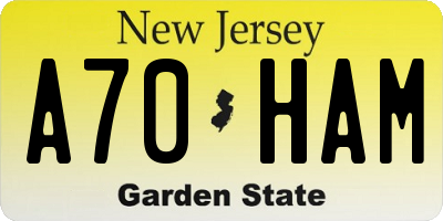 NJ license plate A70HAM