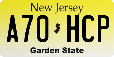NJ license plate A70HCP