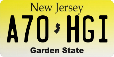 NJ license plate A70HGI