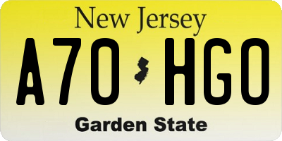 NJ license plate A70HGO