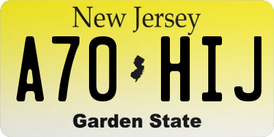 NJ license plate A70HIJ