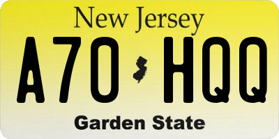 NJ license plate A70HQQ