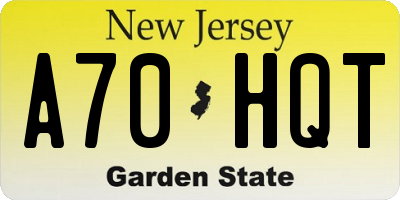 NJ license plate A70HQT