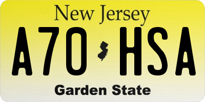 NJ license plate A70HSA