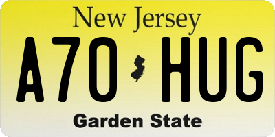 NJ license plate A70HUG