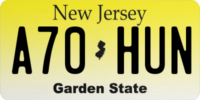 NJ license plate A70HUN