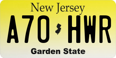NJ license plate A70HWR