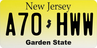 NJ license plate A70HWW