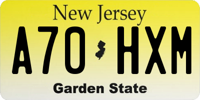 NJ license plate A70HXM