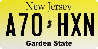 NJ license plate A70HXN