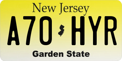 NJ license plate A70HYR