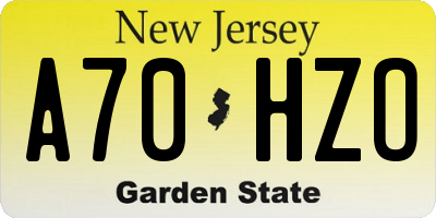 NJ license plate A70HZO