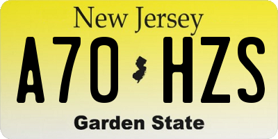 NJ license plate A70HZS