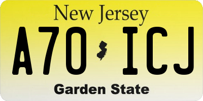 NJ license plate A70ICJ