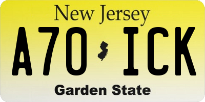 NJ license plate A70ICK